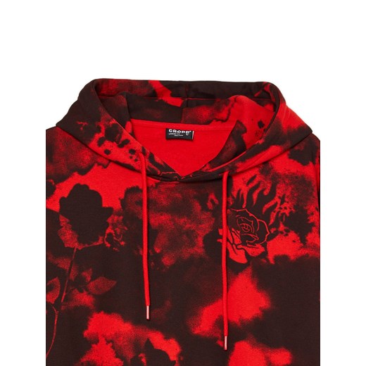 Cropp - Czerwono-czarna bluza z kapturem - czerwony Cropp S Cropp