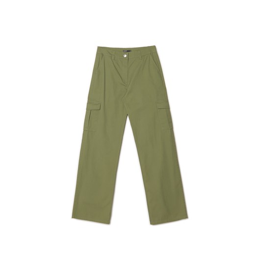 Cropp - Zielona spodnie cargo - zielony Cropp 32 promocyjna cena Cropp