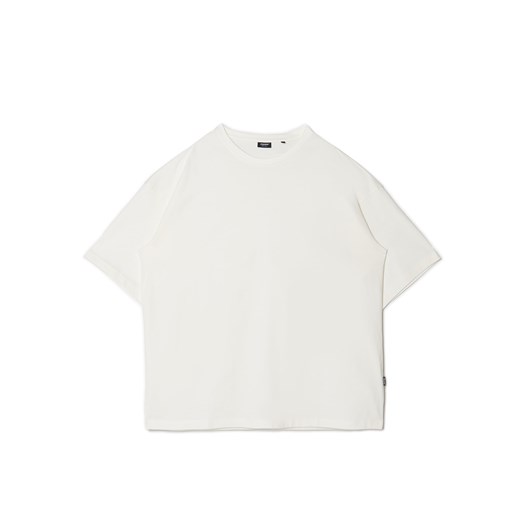 Cropp - Kremowy T-shirt oversize - kremowy Cropp XS Cropp
