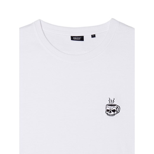 Cropp - Biały T-shirt z haftem - biały Cropp L Cropp