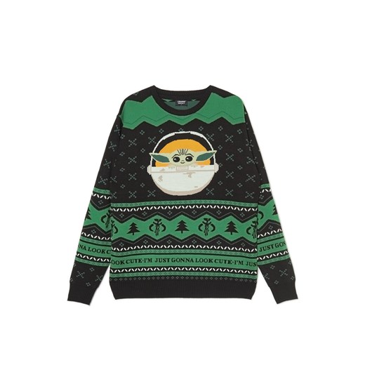 Cropp - Świąteczny sweter Baby Yoda - zielony Cropp L Cropp