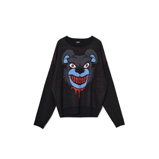 Cropp - Czarny sweter z grafiką - czarny Cropp L Cropp