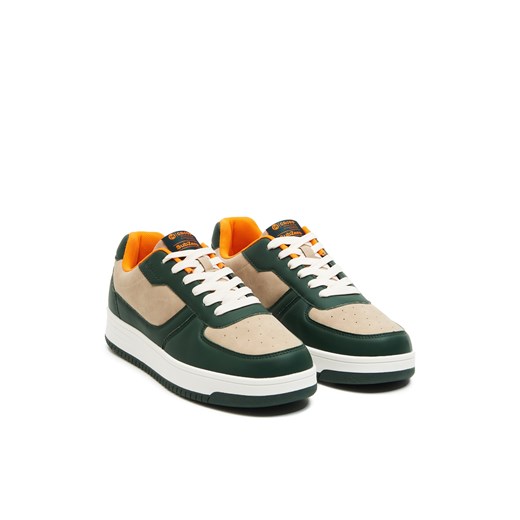 Cropp - Zielono-beżowe sneakersy - zielony Cropp 46 okazyjna cena Cropp