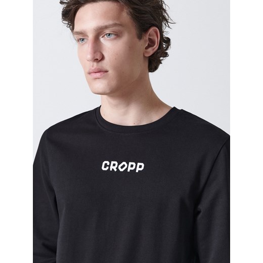 Cropp - Koszulka longsleeve z nadrukiem - czarny Cropp XL Cropp
