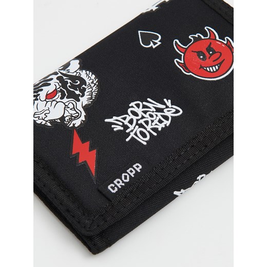 Cropp - Czarny portfel z nadrukami - biały Cropp Uniwersalny Cropp