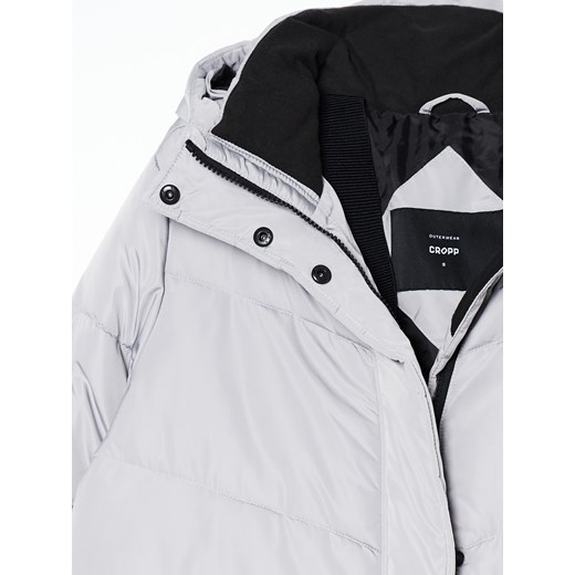 Cropp - Pikowany płaszcz z kapturem - jasny szary Cropp XL Cropp promocja