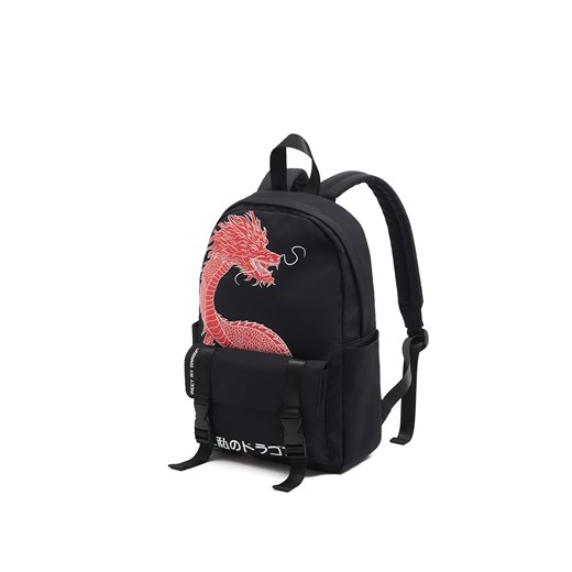 Cropp - Plecak z czerwonym smokiem - czarny Cropp Uniwersalny promocyjna cena Cropp