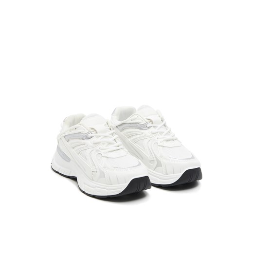 Cropp - Białe sportowe sneakersy ze srebrnymi detalami - srebrny Cropp 39 Cropp okazyjna cena