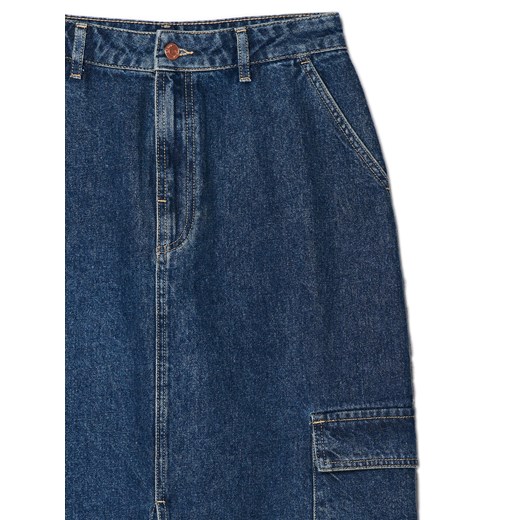 Cropp - Jeansowa spódnica cargo - niebieski Cropp L Cropp