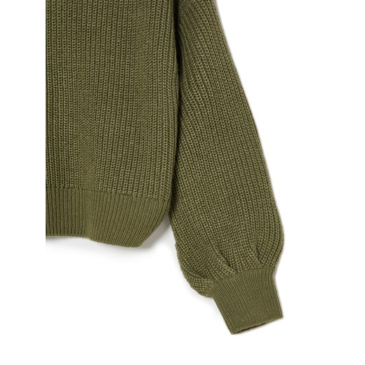 Cropp - Ciemnozielony sweter z szerokim rękawem - zielony Cropp M Cropp