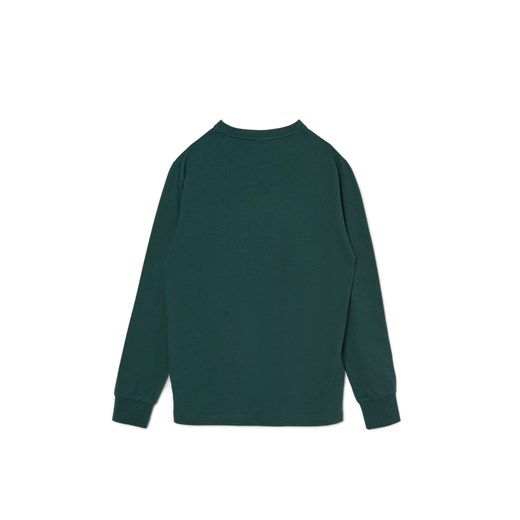 Cropp - Ciemnozielona koszulka longsleeve z nadrukiem - zielony Cropp XL Cropp