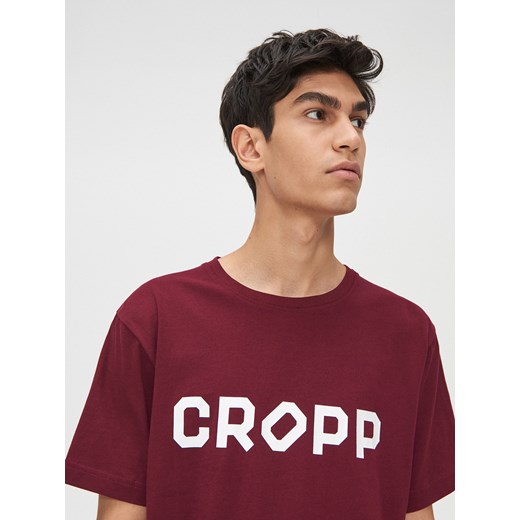 Cropp - Koszulka z napisem Cropp - kasztanowy Cropp XXL Cropp