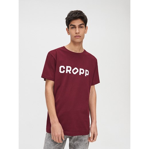 Cropp - Koszulka z napisem Cropp - kasztanowy Cropp L Cropp