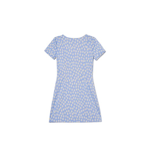 Cropp - Sukienka w kwiaty z guzikami - błękitny Cropp M okazja Cropp