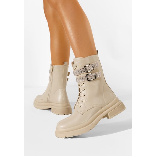 Beżowe botki płaskie Chateauroux Zapatos 38 okazyjna cena Zapatos