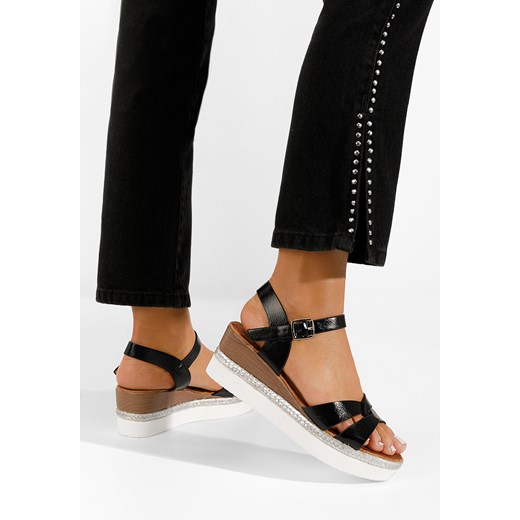Czarne sandały na koturnie Meida Zapatos 40 promocyjna cena Zapatos