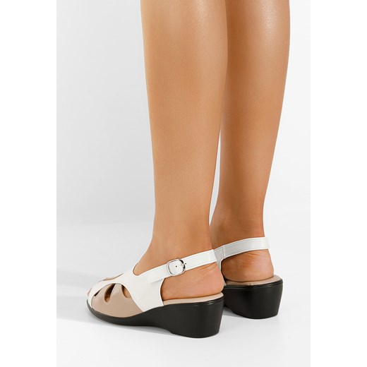 Białe sandały na niskim koturnie Sizia Zapatos 38 okazyjna cena Zapatos