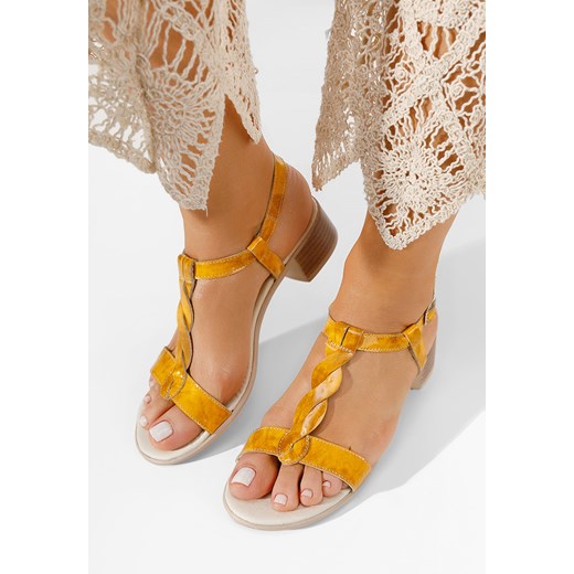 Żółte sandały skórzane Thasia Zapatos 40 okazja Zapatos