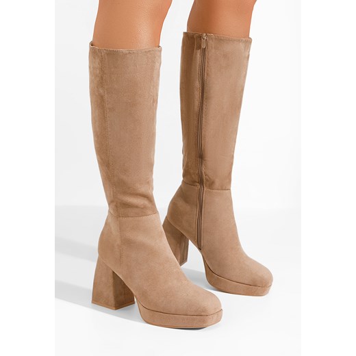 Khaki kozaki na słupku Acanora Zapatos 38 okazja Zapatos