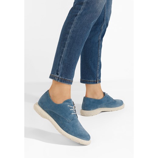 Niebieskie oxfordy damskie skórzane Karysa V2 Zapatos 36 promocja Zapatos