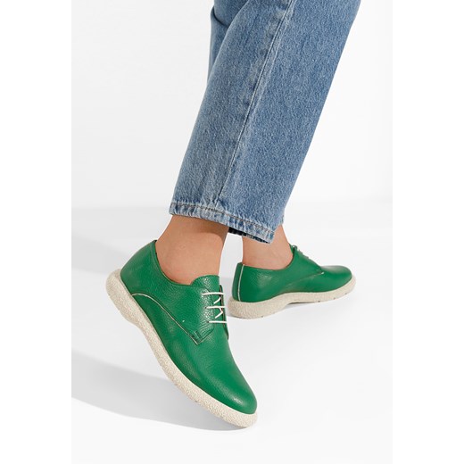 Zielone oxfordy damskie skórzane Karysa V4 Zapatos 40 wyprzedaż Zapatos