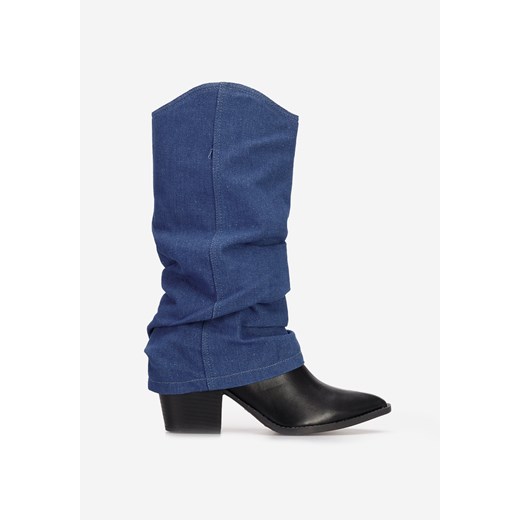 Granatowe kozaki na słupku Verta V2 Zapatos 38 promocja Zapatos