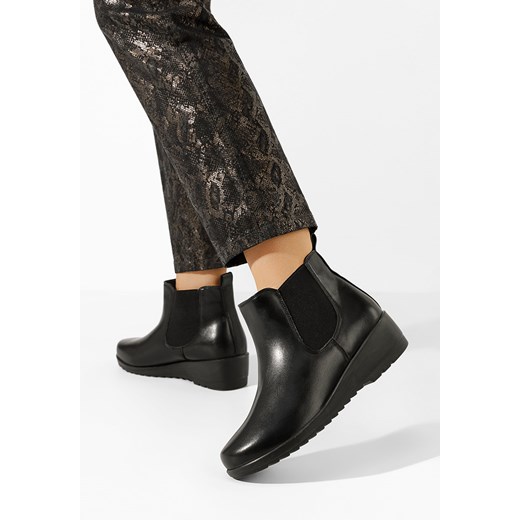 Czarne botki na koturnie Eluisa Zapatos 41 promocja Zapatos