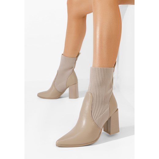 Khaki botki na słupku Vinuele Zapatos 36 okazja Zapatos