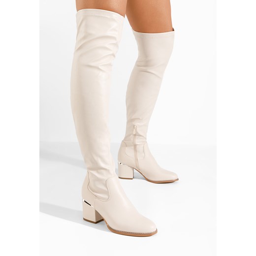 Beżowe kozaki za kolano na słupku Bemona Zapatos 38 Zapatos