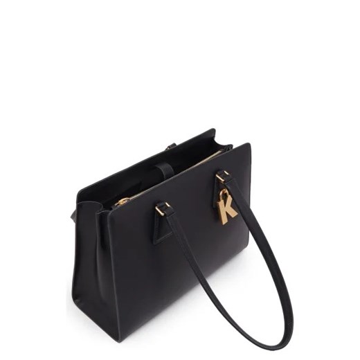 Shopper bag Karl Lagerfeld czarna matowa na ramię elegancka ze skóry 