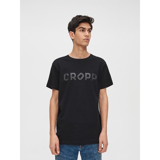 Cropp - Koszulka z napisem Cropp - czarny Cropp M Cropp