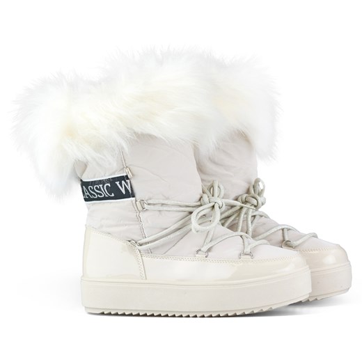 Śniegowce wysokie beżowe damskie buty ocieplane z futerkiem beżowy ze sklepu ButyModne.pl w kategorii Śniegowce damskie - zdjęcie 167572275