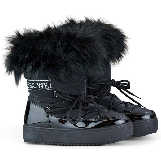 Śniegowce wysokie czarne damskie buty ocieplane z futerkiem ze sklepu ButyModne.pl w kategorii Śniegowce damskie - zdjęcie 167572277