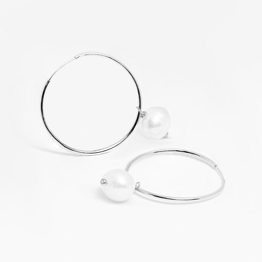 kolczyki kółka 2 cm  srebrne z perłami ze sklepu ANIA KRUK w kategorii Kolczyki - zdjęcie 167573399