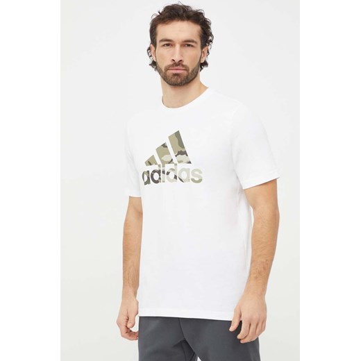 adidas t-shirt bawełniany męski kolor biały z nadrukiem IN6472 ze sklepu ANSWEAR.com w kategorii T-shirty męskie - zdjęcie 167576997