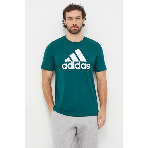 adidas t-shirt bawełniany męski kolor zielony z nadrukiem IS1300 ze sklepu ANSWEAR.com w kategorii T-shirty męskie - zdjęcie 167577026