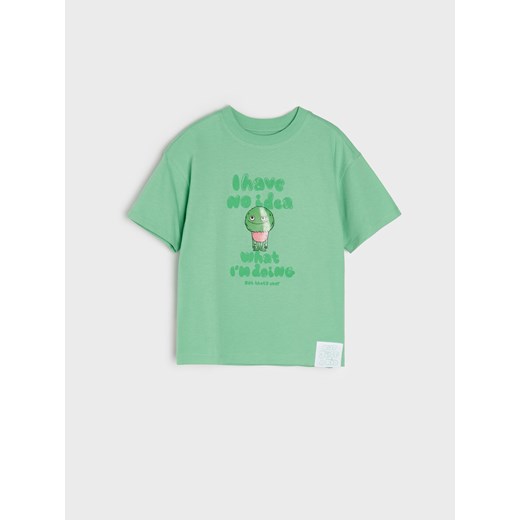 Sinsay - Koszulka z nadrukiem - zielony Sinsay 134 Sinsay