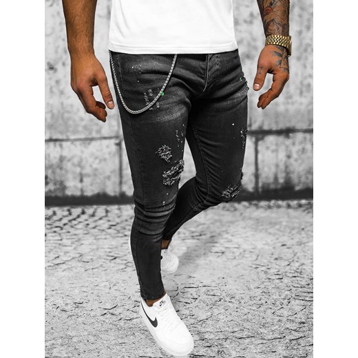 Spodnie jeansowe męskie czarne OZONEE O/MB460 ze sklepu ozonee.pl w kategorii Jeansy męskie - zdjęcie 167580748