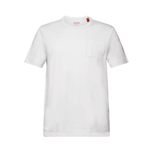 T-shirt męski biały Esprit bawełniany z krótkim rękawem 
