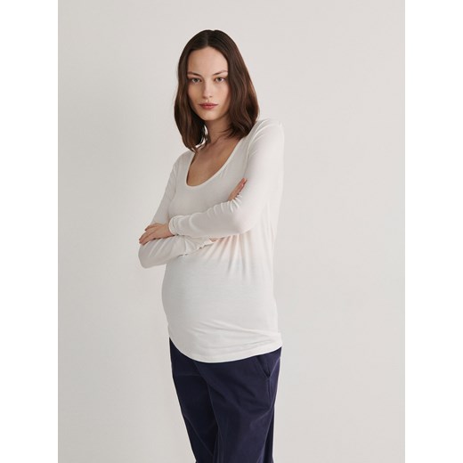 Reserved - Bluzka z modalu - biały ze sklepu Reserved w kategorii Bluzki ciążowe - zdjęcie 167620099