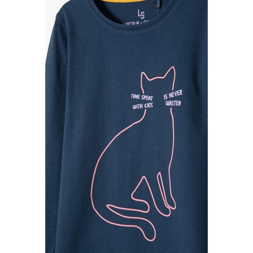 Bawełniana bluzka dla dziewczynki z kotkiem Lincoln & Sharks By 5.10.15. 140 5.10.15
