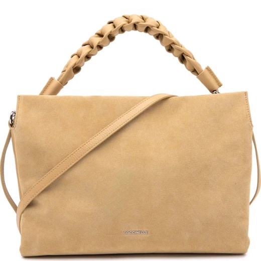 Coccinelle shopper bag na ramię skórzana brązowa