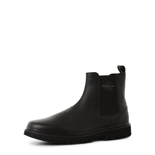 Calvin Klein Jeans Skórzane buty Mężczyźni skóra czarny jednolity ze sklepu vangraaf w kategorii Buty zimowe męskie - zdjęcie 167641308