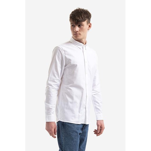 A.P.C. koszula bawełniana Chemise Greg męska kolor biały regular z kołnierzykiem klasycznym COECK.H12499-WHITE ze sklepu PRM w kategorii Koszule męskie - zdjęcie 167646165