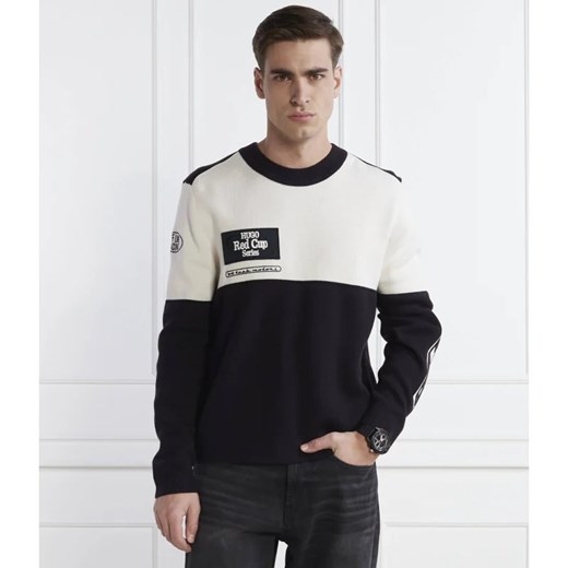 HUGO Sweter soccar | Regular Fit | z dodatkiem wełny ze sklepu Gomez Fashion Store w kategorii Swetry męskie - zdjęcie 167654839