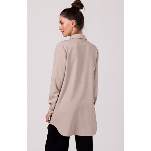 Tunika koszulowa z kołnierzykiem beżowa B276, Kolor beżowy, Rozmiar L/XL, BeWear ze sklepu Primodo w kategorii Sukienki - zdjęcie 167663786