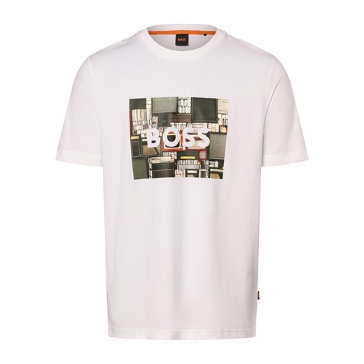 BOSS Orange Koszulka męska - Teeheavyboss Mężczyźni Bawełna biały nadruk ze sklepu vangraaf w kategorii T-shirty męskie - zdjęcie 167665717
