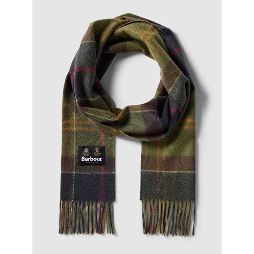 Szal z kaszmiru z naszywką z logo model ‘Tartan’ Barbour One Size Peek&Cloppenburg