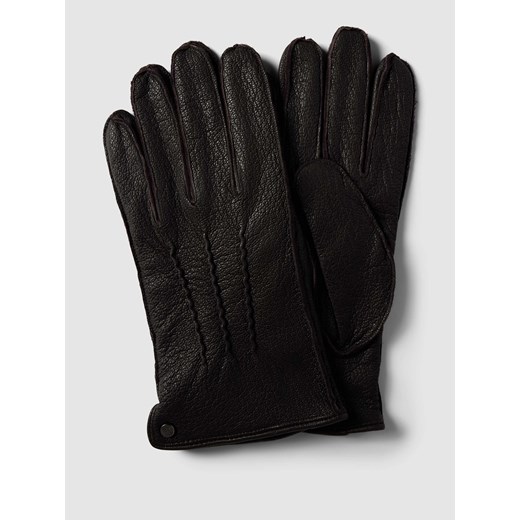 Rękawiczki z koziej skóry z ozdobnymi szwami ze sklepu Peek&Cloppenburg  w kategorii Rękawiczki męskie - zdjęcie 167677167