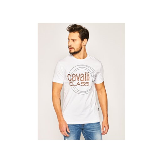 Cavalli Class T-Shirt B3JVB705 Biały Regular Fit Cavalli Class M promocyjna cena MODIVO